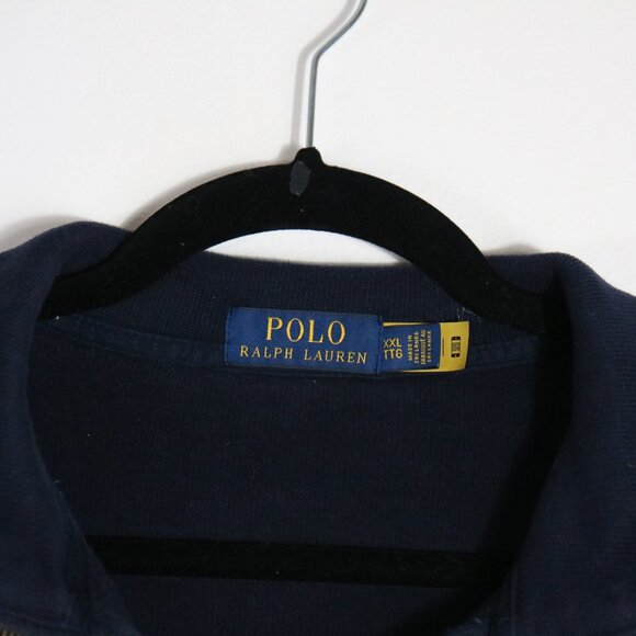 Polo Ralph Lauren Men Navy Quarter Zip Pullover XXL Red Pony Logo Cotton Classic - Picture 3 of 5